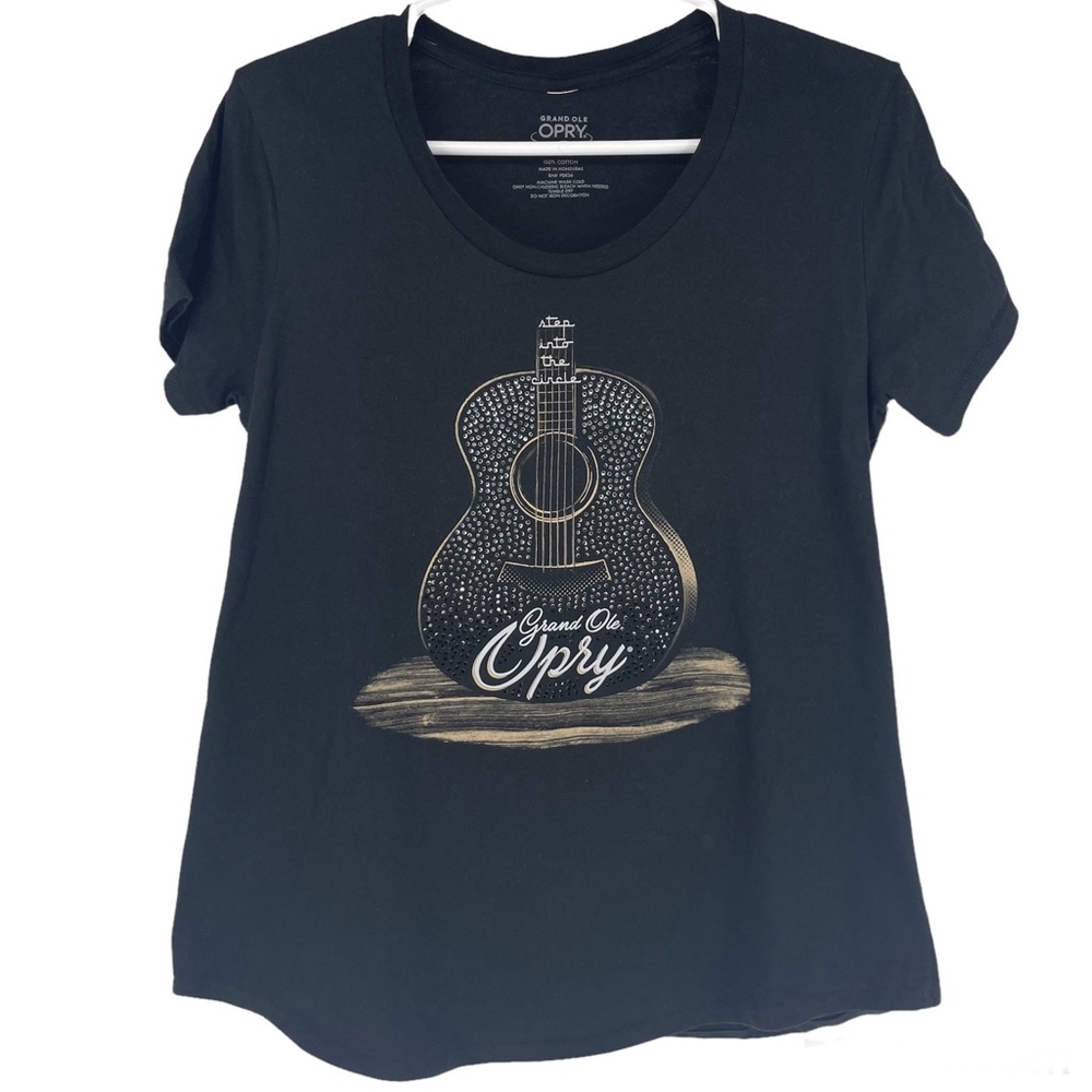 GRAND OLE OPRY COUNTRY MUSIC BEDAZZLED GUITAR T-SHIRT LARGE